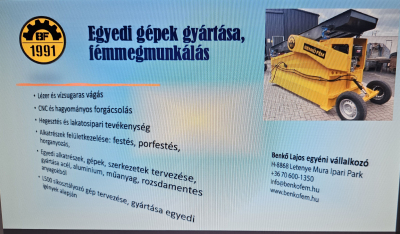 Benkő Lajos egyedi gépek gyártása, fémmegmunkálás