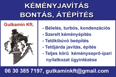 GUTKAMIN Kft. Kéményjavítás, kéménybélelés Budapest Vörös Zsolt