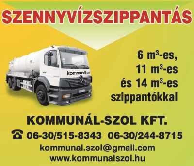 Szennyvíz, csapadékcsatorna tisztítás, karbantartás kedvező áron KOMMUNÁL-SZOL Kft.