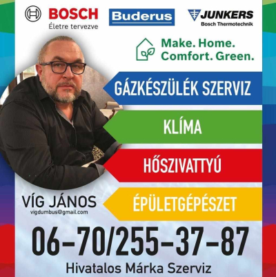 Gázkazán javítás, szervizelés, karbantartás Hőszivattyú szerviz Tata Víg János
